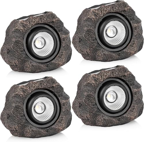 Solar Rock Lights Outdoor Waterproof Solar Spotlight for Garden Pathway