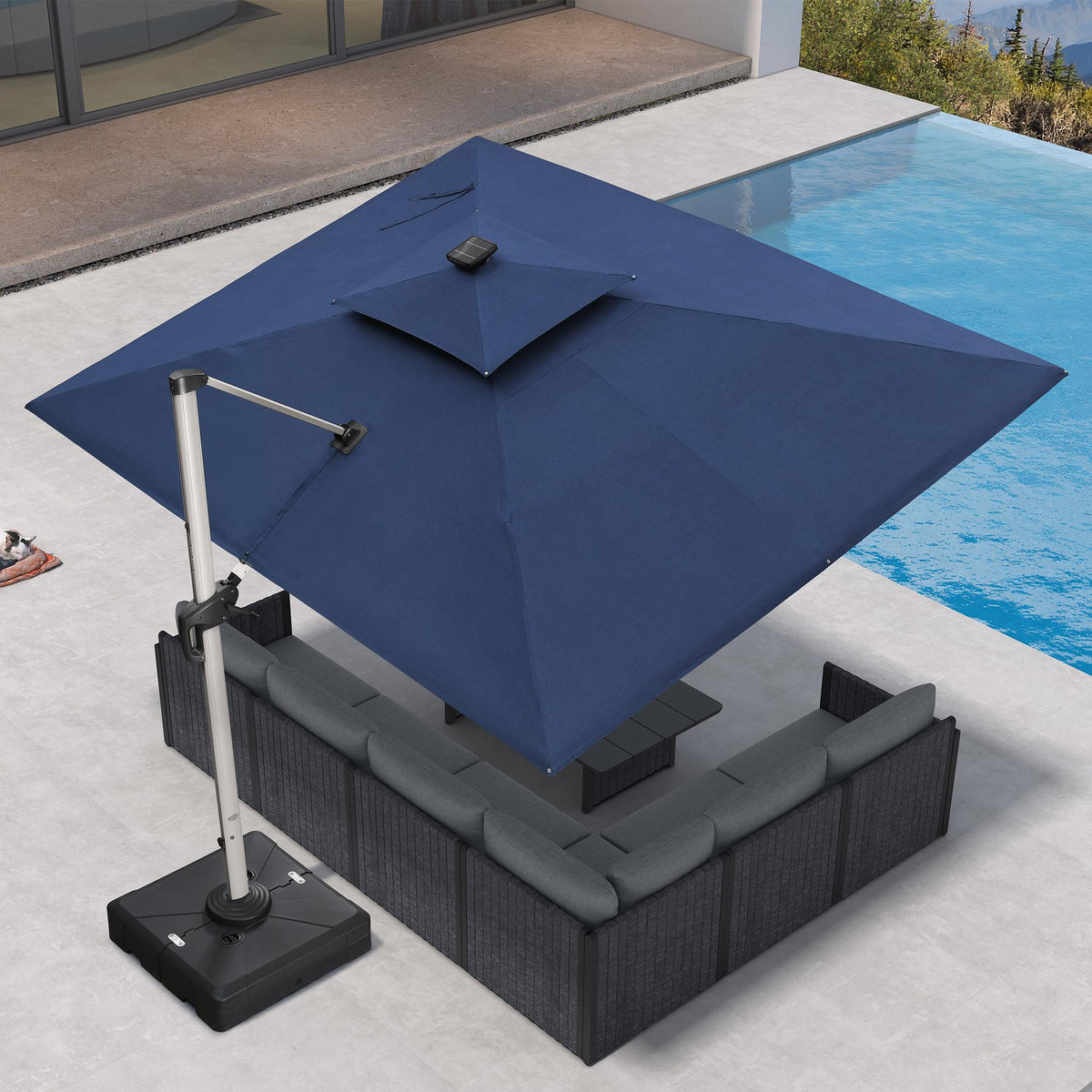 Patio Umbrella 9' X 12' Double Top LED Light (Sunbrella Indigo / 9' X 12')