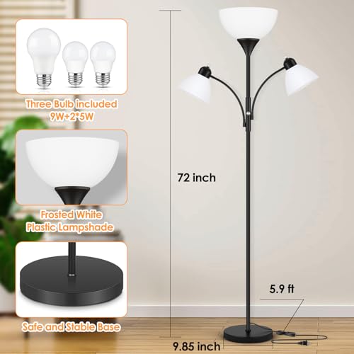 Torchiere Floor Lamps for Living Room (Black)