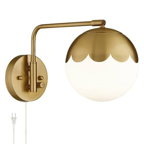 Camila 8 1 4" Brass and Glass Globe Plug (Brass - Single)