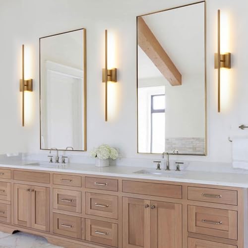 Brushed Gold LED Wall Sconces Set of 2 with Warm White Light (brass gold)