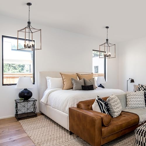 15.7" Modern Farmhouse Chandeliers for Dining Room 6 (186-Black Wood Grain)