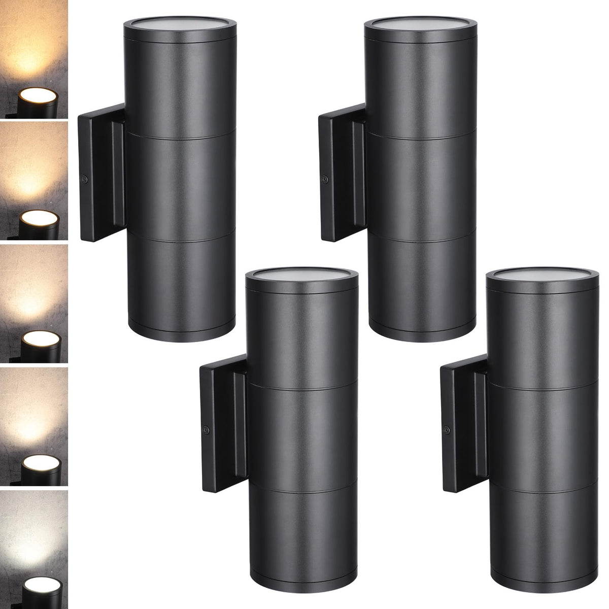 4 Pack 12 Inch 5CCT LED Cylinder Up Down Wall Light Outdoor (5CCT / 12 Inch)