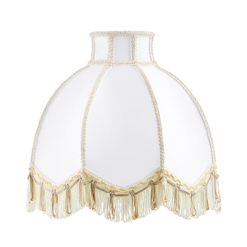 30628 Tranditional Scallop Dome Shape Spider Construction Lamp Shade in Light Grey Jacquard Fabric (Light Grey & 13" Wide)