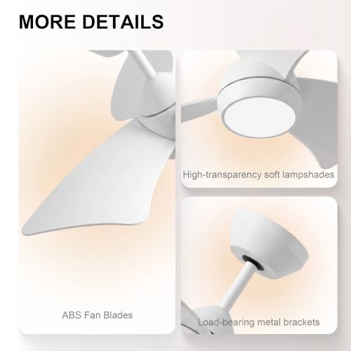 30 Inch Small Ceiling Fan with Light (White / 30 Inch)