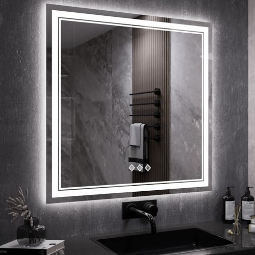 LED Mirror 40x40 Inch Gradient Front and Backlight Bathroom Mirrors for Wall (Front and Backlit / 40"L x 40"W)