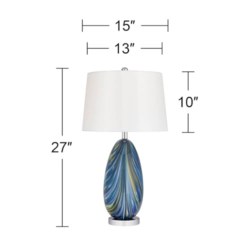 Pablo 27" Tall Table Lamp Modern Blue Art Glass Hand Blown Swirling (Blue Art Glass)