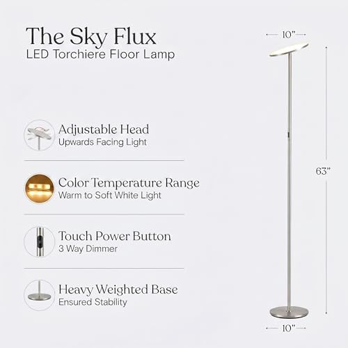 Sky Flux Dimmable LED Floor Lamp (Silver)