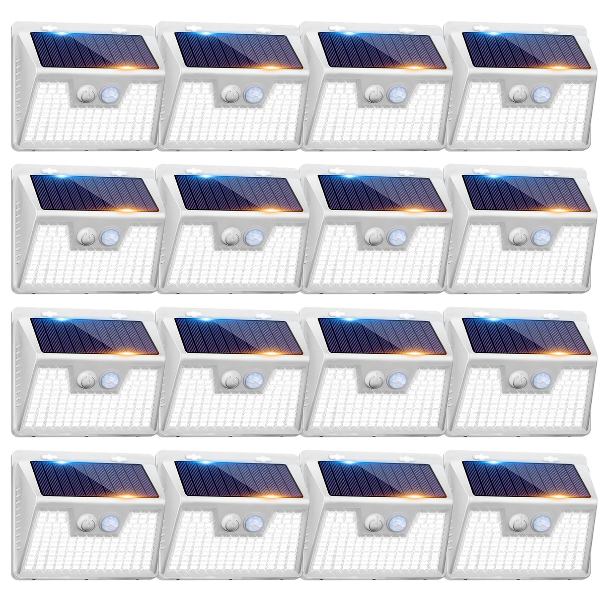 16Pack Solar Motion Sensor Lights Outdoor Waterproof (16 Pack / White Frame)