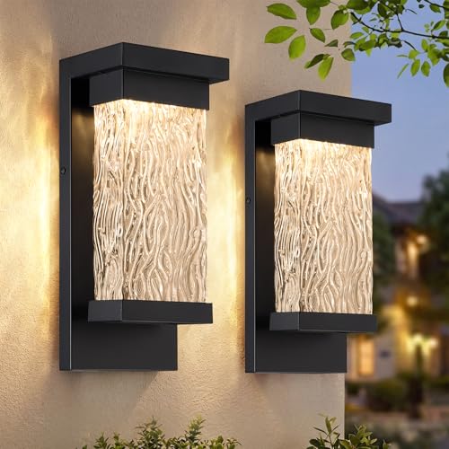 2 Pack LED Outdoor Wall Lights (Classic Style- 2 PACK / Black)