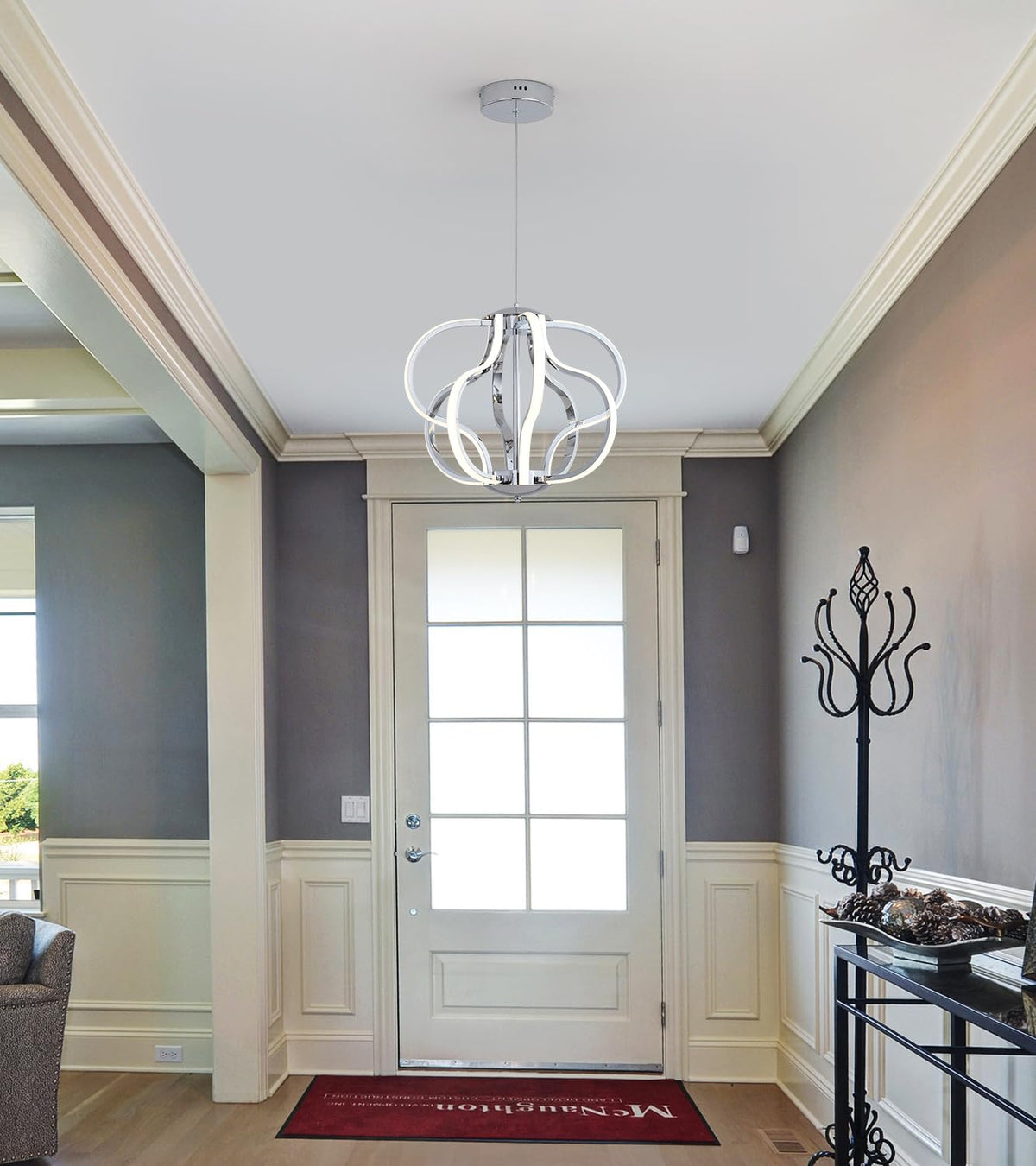 Modern Chrome LED Chandelier with Remote Control (Chrome)