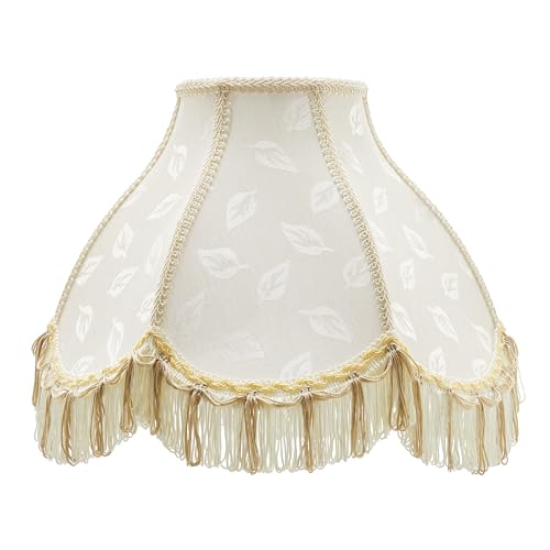 30336 Tranditional Scallop Dome Shape Spider Construction Lamp Shade in Butter Cream Jacquard Fabric (Butter Cream & 13" Wide)