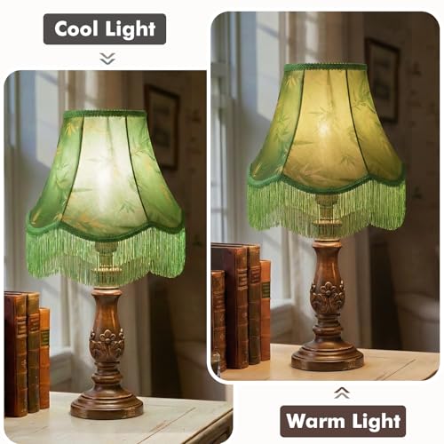 Green Bell Fringe Lamp Shades Set of 2 (Green Tassels — 2 Packs / Medium — 6" x 13" x 10.6")