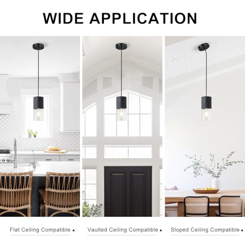 2 Pack Black Pendant Light Fixtures (Black & Transparent—Cord / 2 Pack)