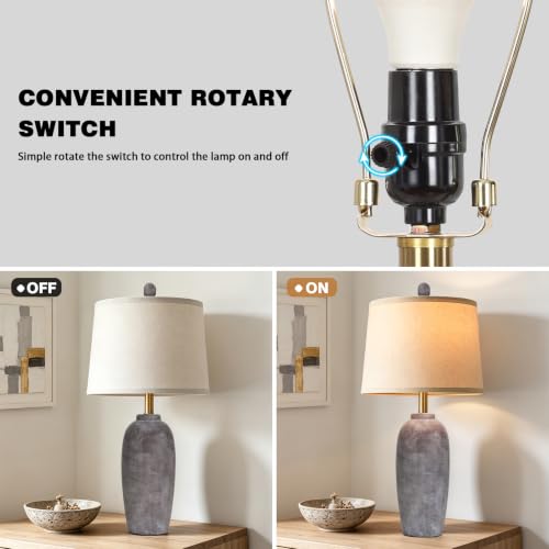 26 Inch Farmhouse Ceramic Jar Table Lamps Set of 2 (Earth Brown)