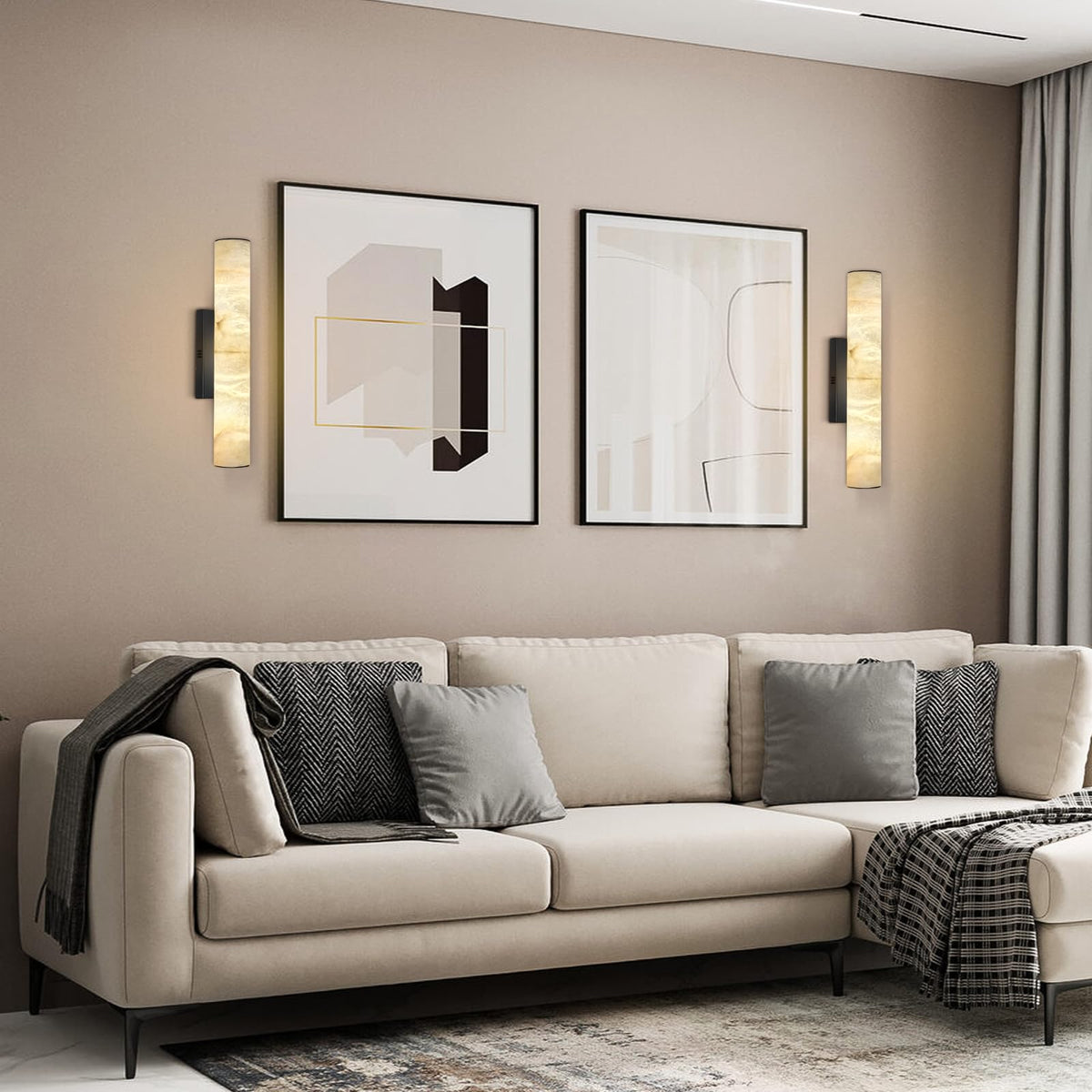 20" Alabaster Wall Sconce (Black-1 PC / 20")