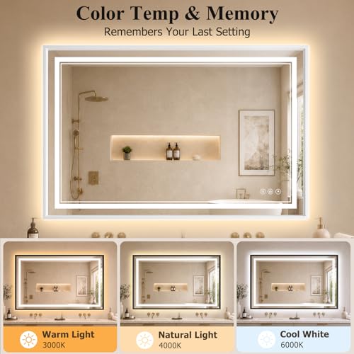 36"x48" LED Bathroom Mirror with Lights (White / 48"L x 36"W)