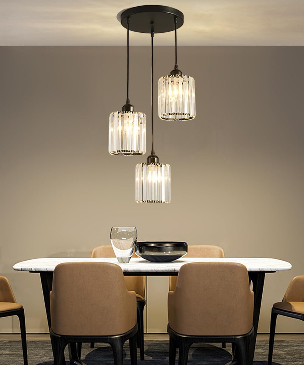 Crystal Pendant Lights Black 3 Light Cluster Ceiling (3 lights)