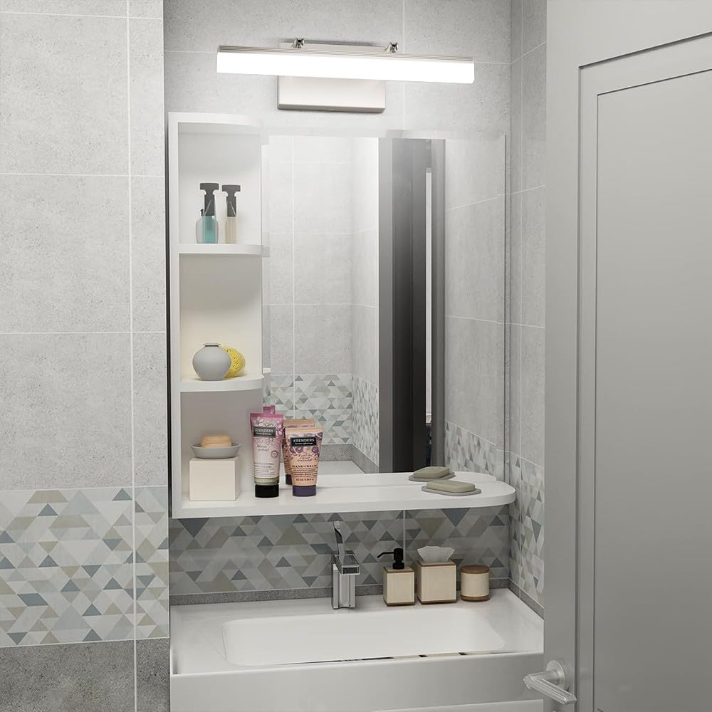 Brushed Nickel Vanity Light 16 inch Modern Wall Sconces Adjustable LED Bathroom Light Fixtures Over Mirror Rotatable Vanity Lighting 5500K (Brushed Nickel / 15.7 in)
