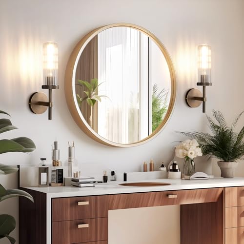 15" Knurled‑Craft Hardwired Brass Wall Sconce (Bronze-Vertical Striped / 15″-2 Pack)