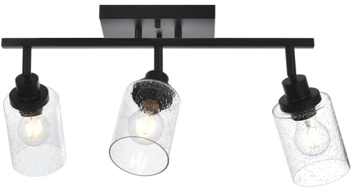 3 Light Black Track Lighting Kit Ceiling Mount Kitchen Track Lighting Fixtures (Black / 3-Light)