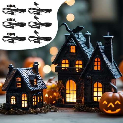 6 Pcs Lights Accessory Cord with LED Light Bulb (Black)