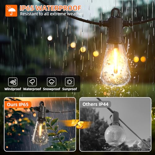 240FT String Lights for Outdoor Patio Waterproof LED Outside Lighting Commercial Grade 120+4 Bulbs Shatterproof Vintage String Lights for Outside Yard Balcony Bistro Porch Gazebo (240FT)