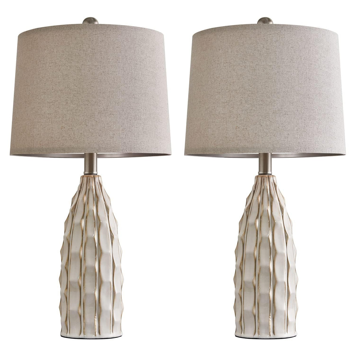 Ceramic Table Lamps Set of 2 (B 23.75"-Cream-2Pack)
