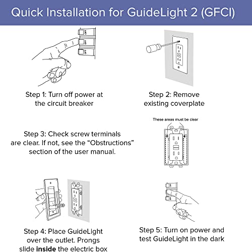 2 Pack SnapPower GuideLight [For GFCI Outlets] (GFCI / White)