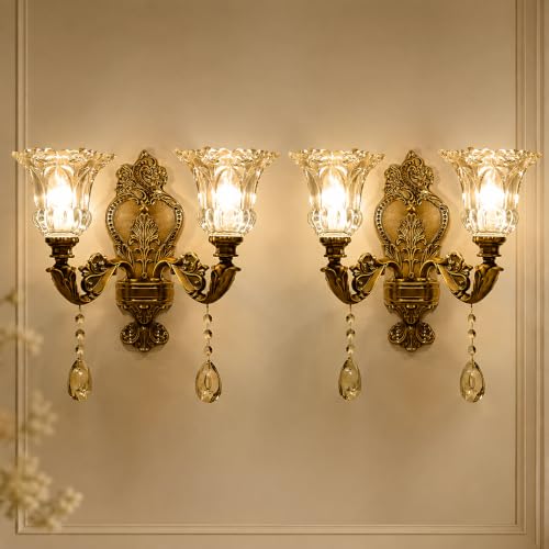 Vintage Crystal Sconces Set of 2 (2 Head / 2PC)