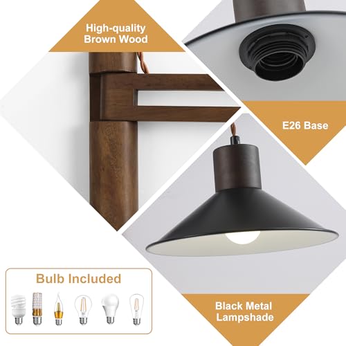Plug in Wall Lamp (Black Wood)