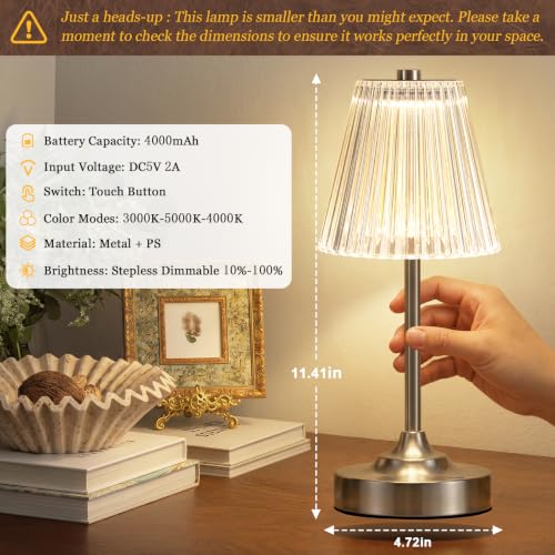 Silver Cordless Rechargeable Table Lamp (Silver / 1 Pack)