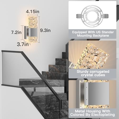 Battery Operated Wall Sconce (Crystal Silver 9.3In)