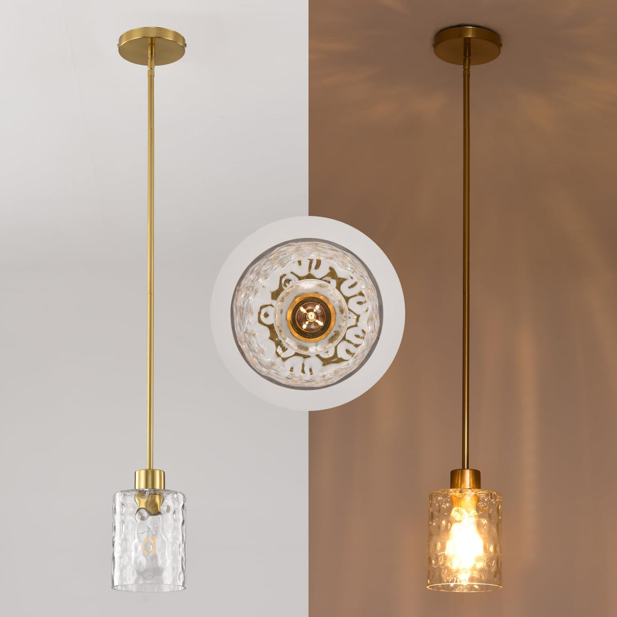 2 Pack Brass Gold Modern Pendant Light (2 pack gold water glass)