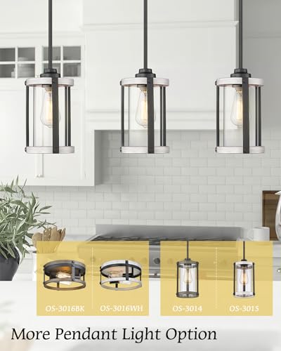 Pendant Lights Kitchen Island (Oak White - Wood Grain / 1-Light Pendant, 1 Pack)