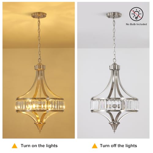 16" Brushed Nickel Crystal Chandelier 4 (4-Light Chandelier / Brushed Nickel)