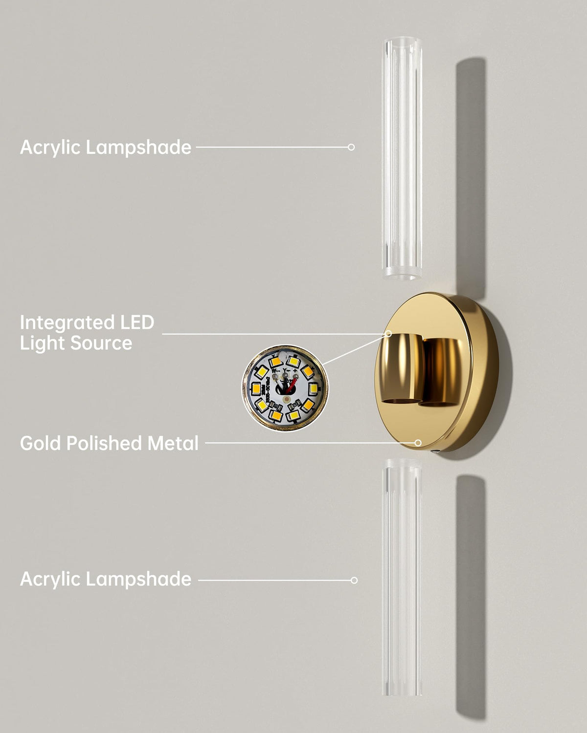 Hardwired Wall Sconces Set of 2 (Gold)