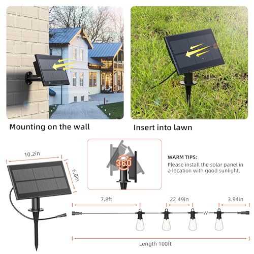 Solar Powered String Lights for Outside (100FT New)