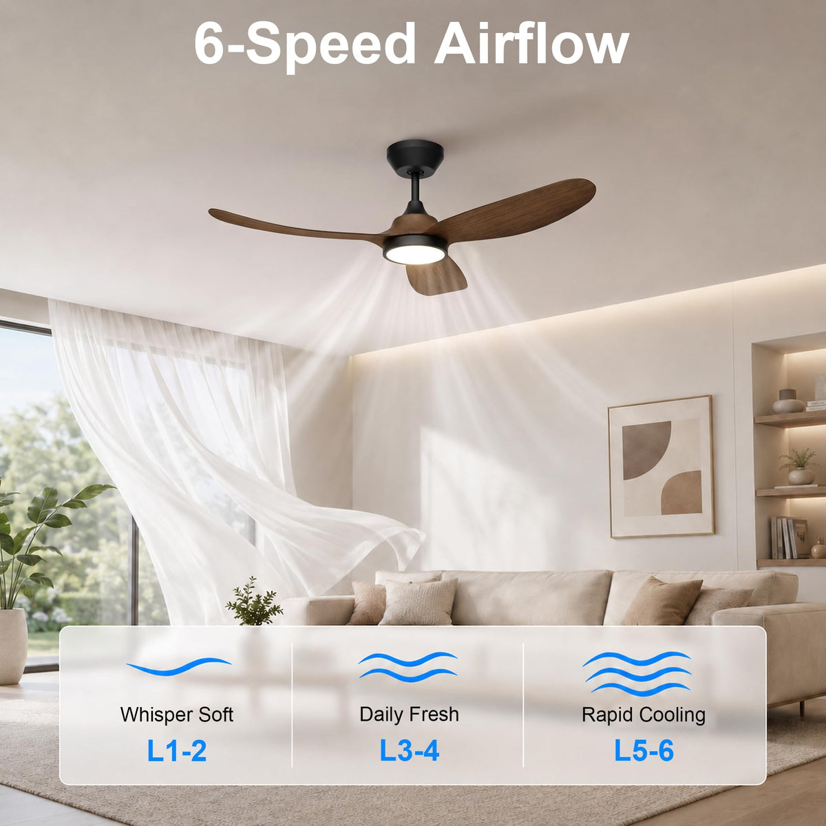 42 Inch Ceiling Fan with Lights (Black & Walnut / 42 inch)
