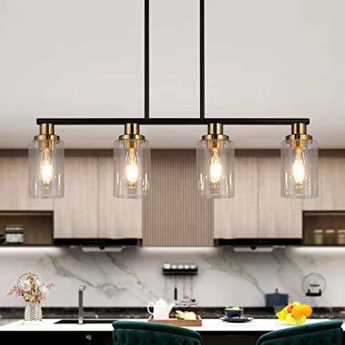 Island Lights for Kitchen (4-Light / Black & Gold)