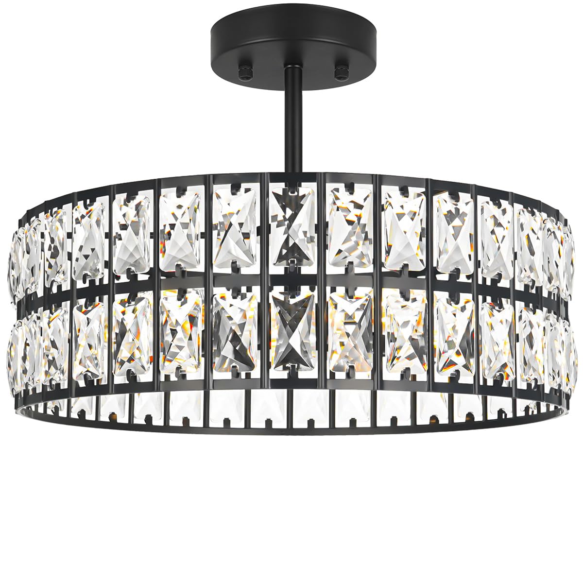 Crystal Ceiling Light Fixture (16in - 5 light - A / Black)