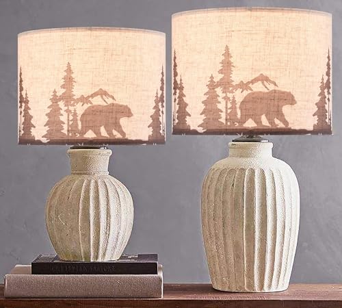 13" Animal Lampshades Set of 2 (13"×13"×10"-2 Pc / Beige- Bear)