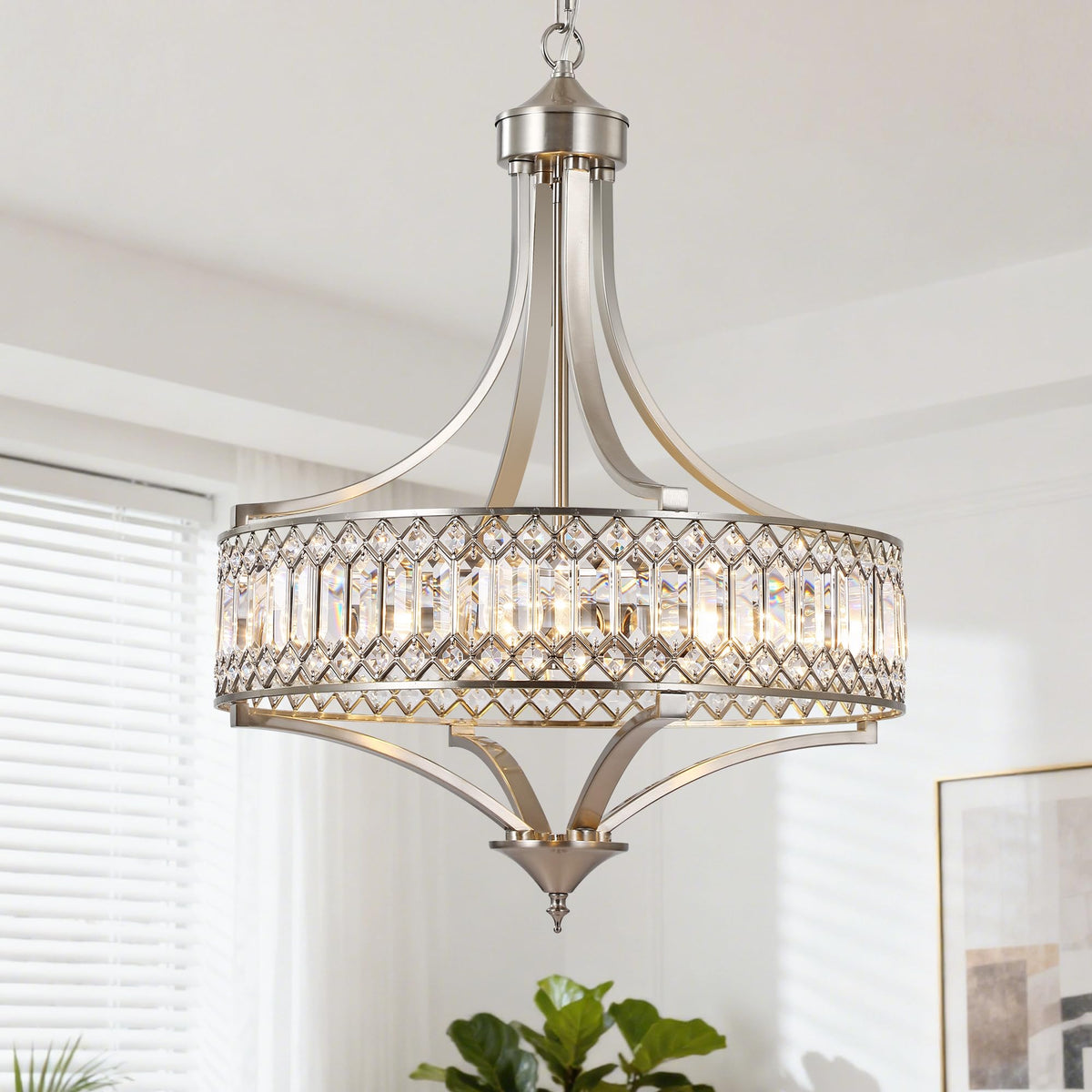 20 Inch Brushed Nickel Crystal 5 (Brushed Nickel / 5-Light/Pattern)