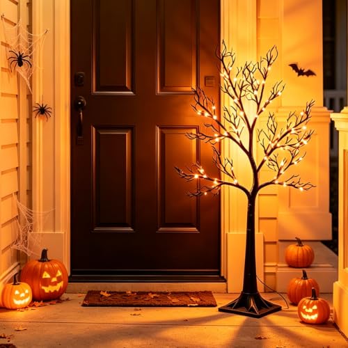 Halloween Tree Lights 150 Orange LED 4FT Plug in