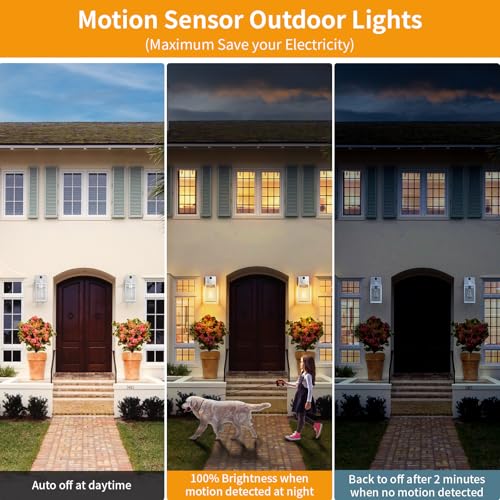 2 Pack Silver Motion Sensor Outdoor Light Fixtures Wall Mount (10.24'' / Silver)