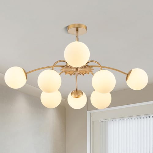 8 Light Milk Glass Pendant Light