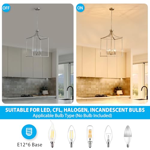 15.7" Brushed Nickel Chandeliers for Dining Room Modern Farmhouse Geometric 6 (186-Brushed Nickel)