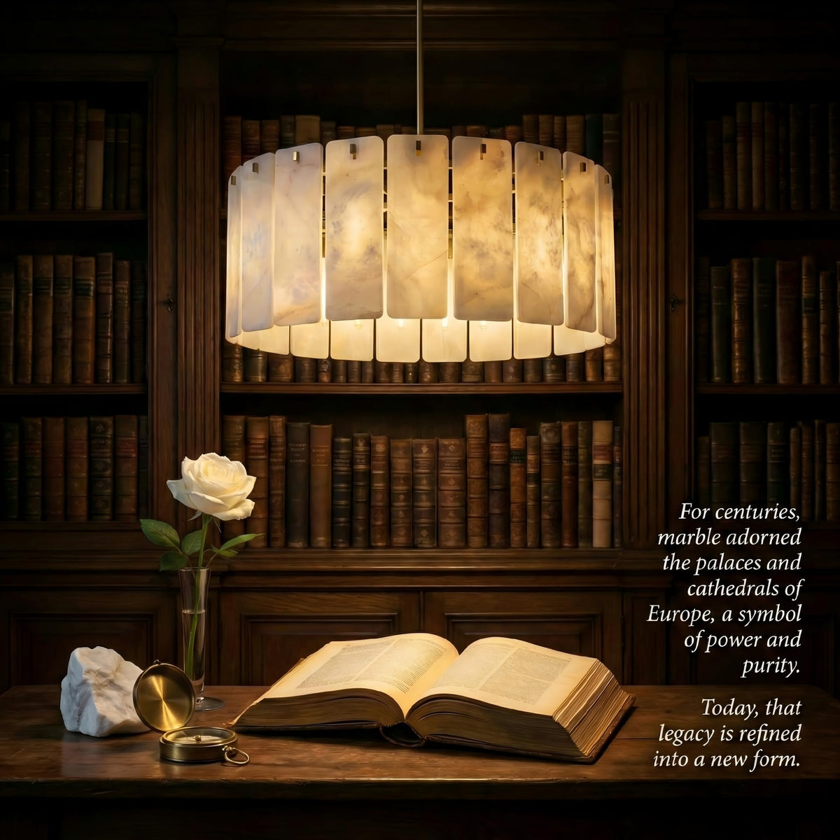 36 Inch Alabaster Chandelier (D36in)