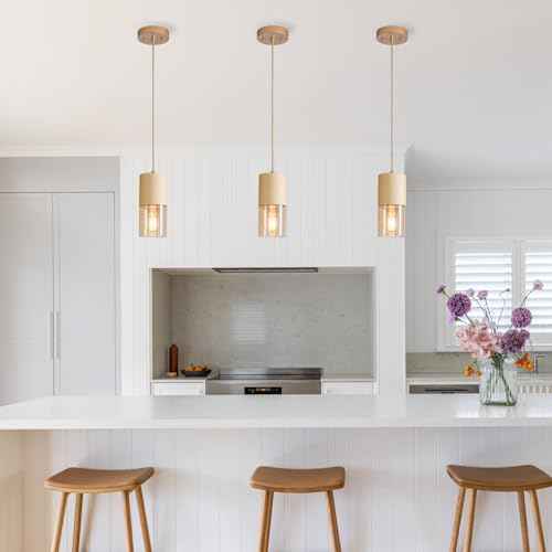 3 Pack Gold Pendant Light Fixtures (Gold & Amber—Cord / 3 Pack)