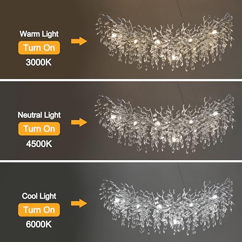 Modern Crystal Tree Branches Chandelier (Silver / Arc 47.5")